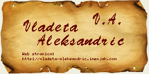 Vladeta Aleksandrić vizit kartica